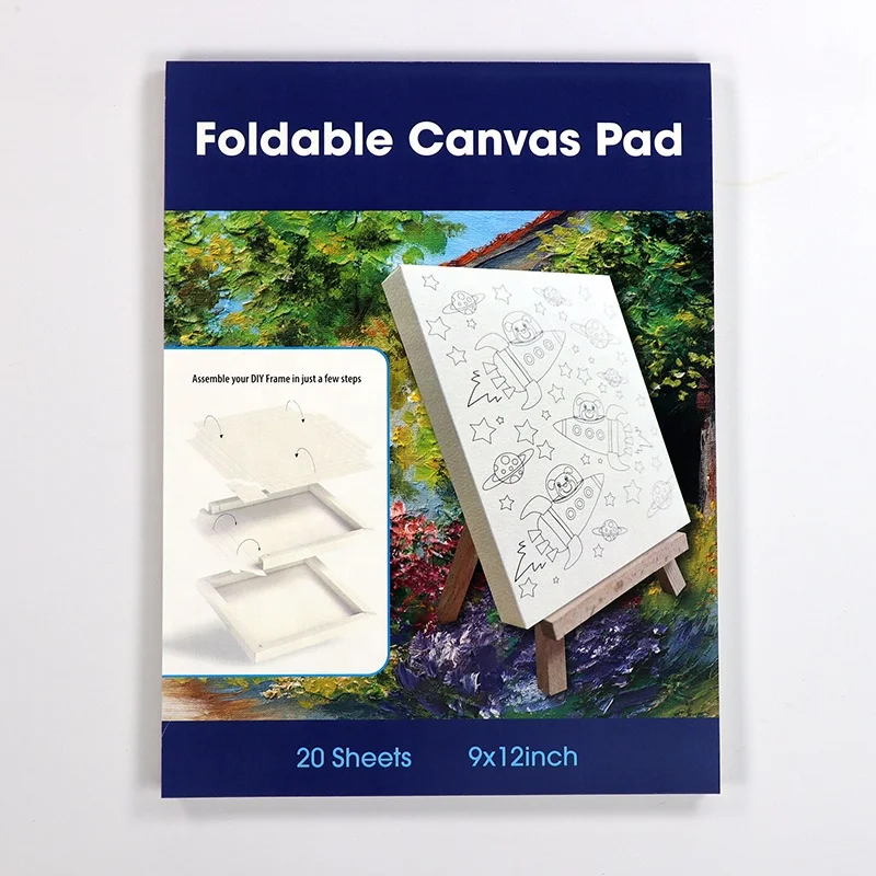 Acrylic watercolor paper Foldable canvas pad 9x12 inch heavy weight canvas paper art pad