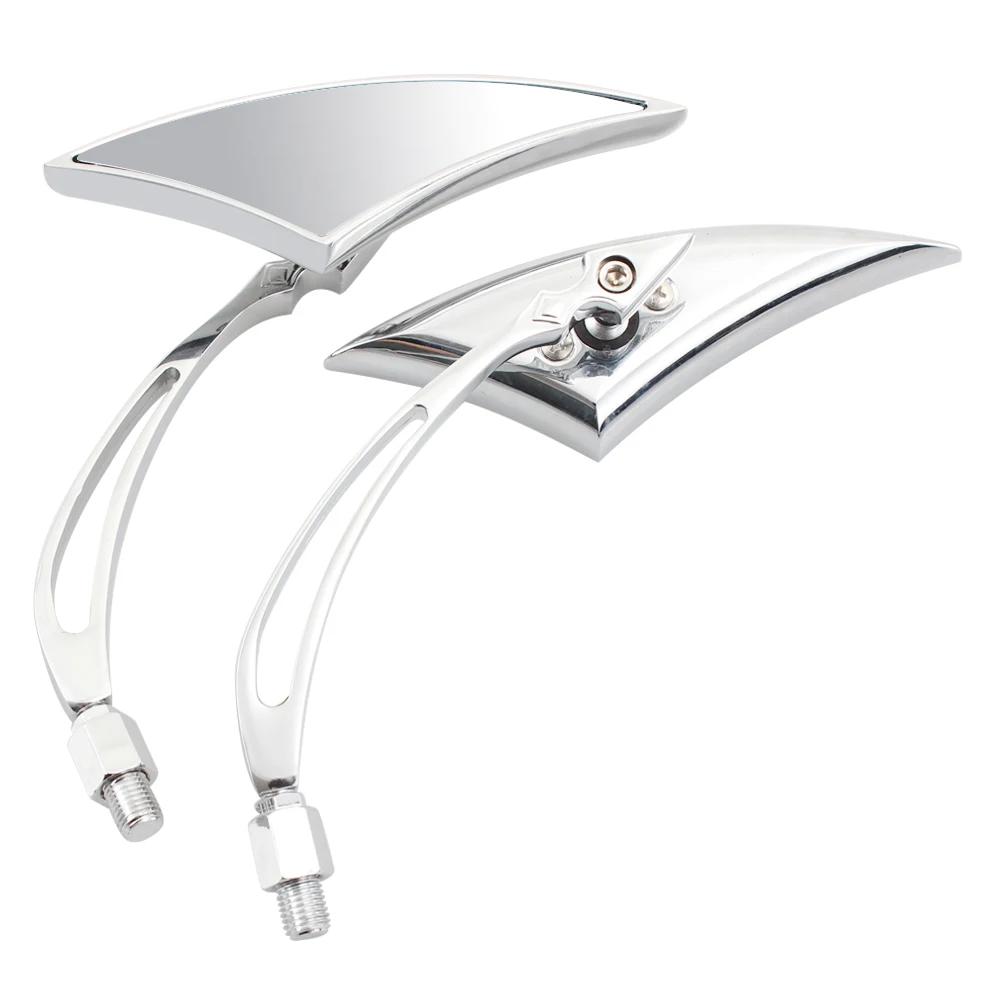 Triangle Custom Rearview Mirrors Black Chrome For Harley Touring Cruiser Chopper Bobber Motorcycle Universal Blind Spot Mirror