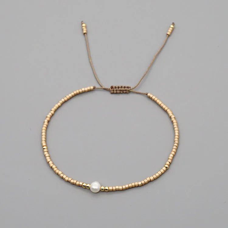 Myuki Модный богемный браслет ручной работы из бисера с пресноводным жемчугом Оптовая продажа цепочкой женские ювелирные изделия