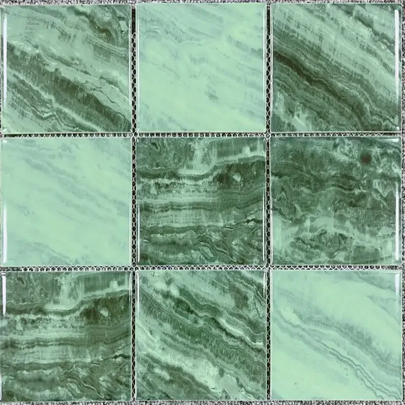 Hotel Projects Custom Square Green Crystal Glass Ceramic Swimming Mosaic Pool Tiles