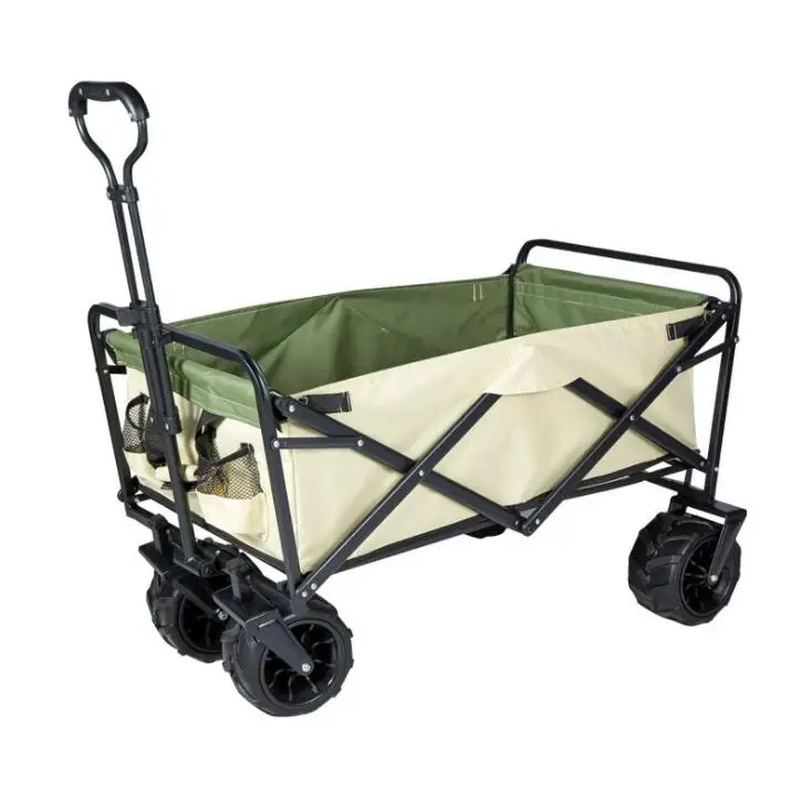 4 Wheels Heavy Duty Outdoor Garden Folding Beach Portable Camping Cart Wagon Cargo Trolley