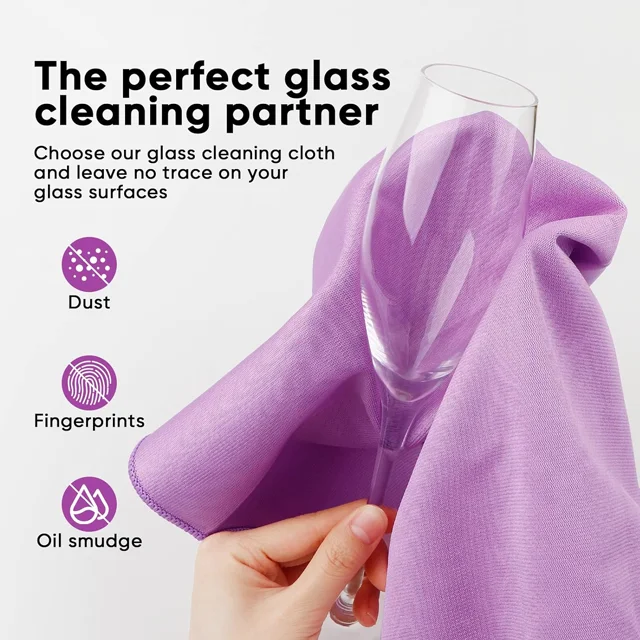 High Absorbent Microfiber Glass cleaning cloth No scratch Custom kitchen towels