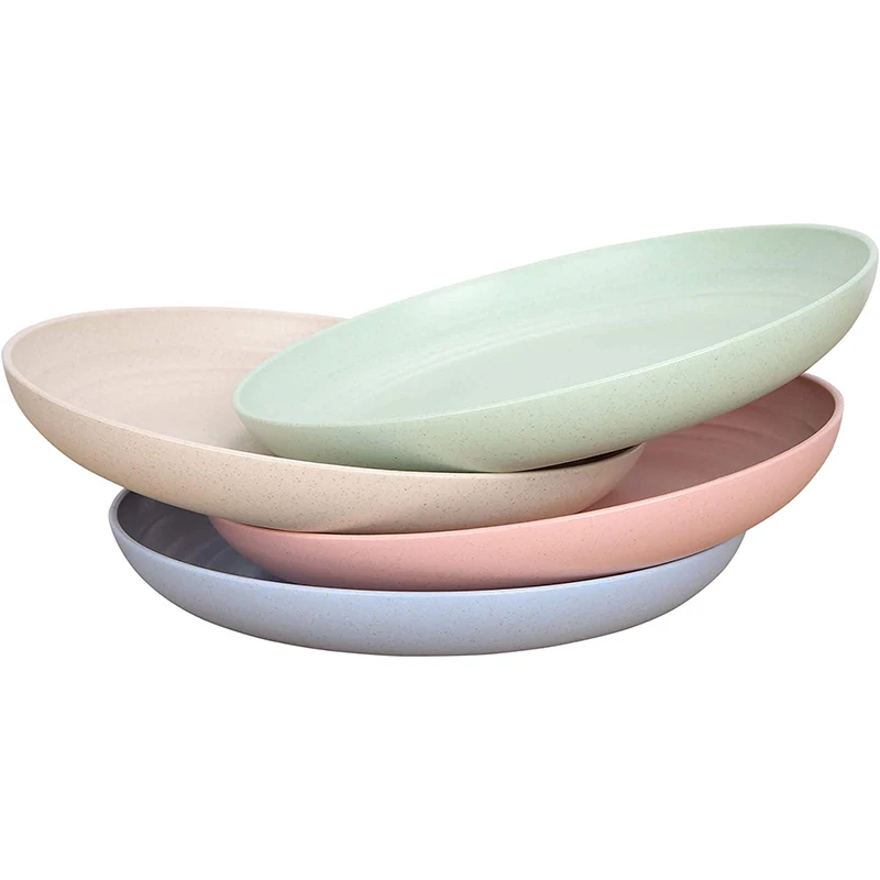 Reusable Plate Dishwasher Microwave Safe Perfect for Dinner Dishes Healthy BPA Free Eco-friendly Unbreakable Wheat Straw Plates