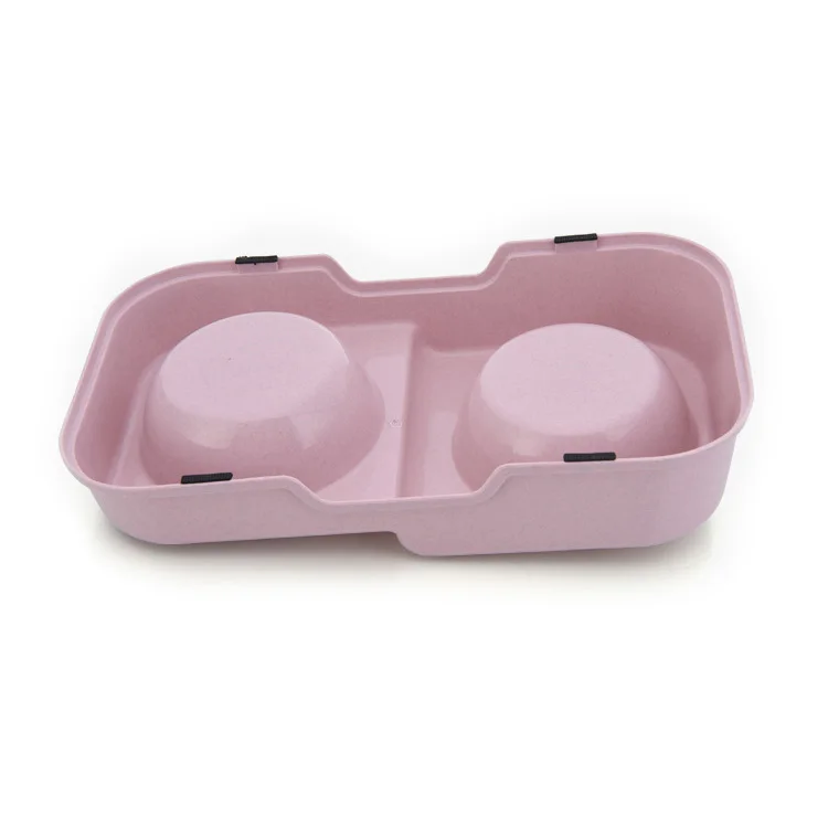 Marble Color Series Double Bowl Personality High and Low Design Anti Falling and Antiskid Stainless Steel Pet Tableware Basin Bo