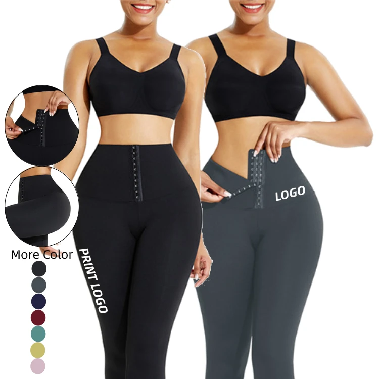 
Customized Breathable Hook Waist Trainer Corset High Waist Yoga Pants Gym Leggings Women Fitness Clothing 