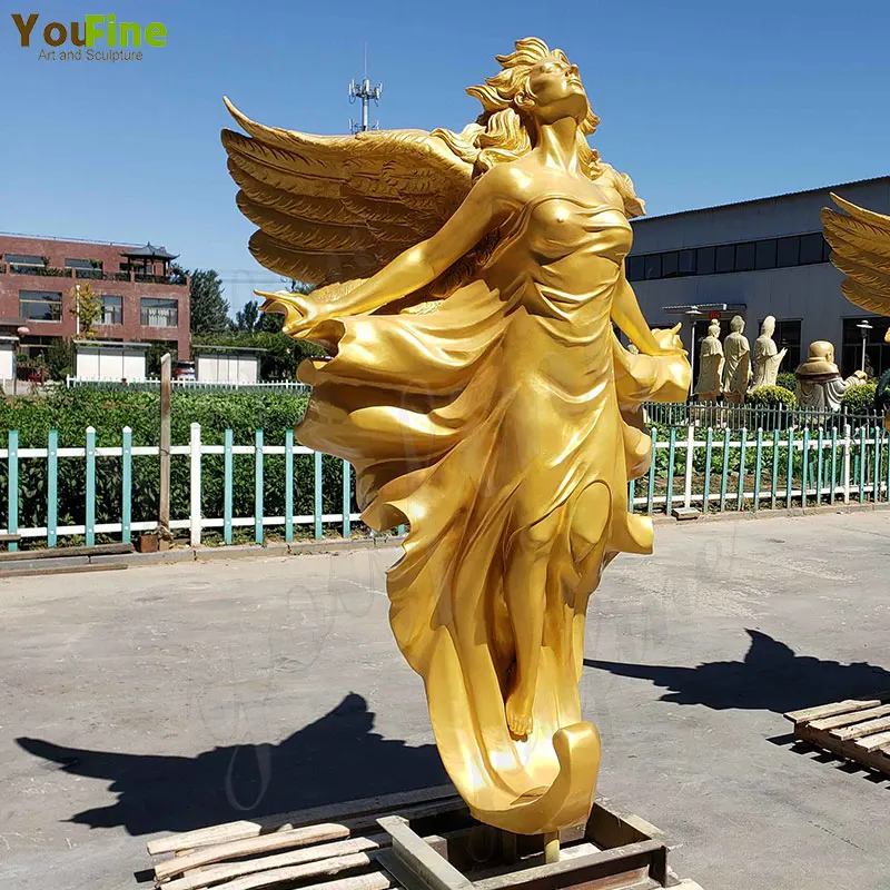 Outdoor Customized Large Bronze Wing Angel Statue Life Size