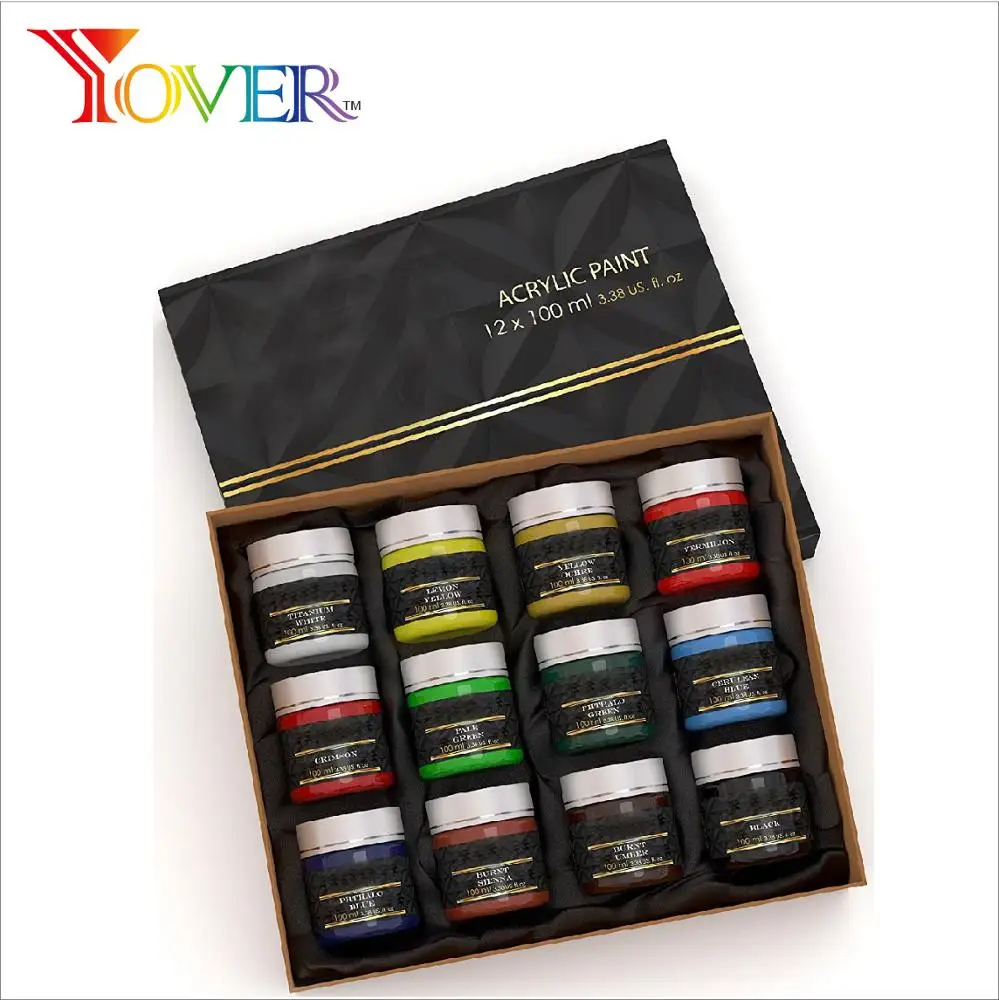 12pcs 100ml Jumbo Acrylic Paint in Plastic Tank