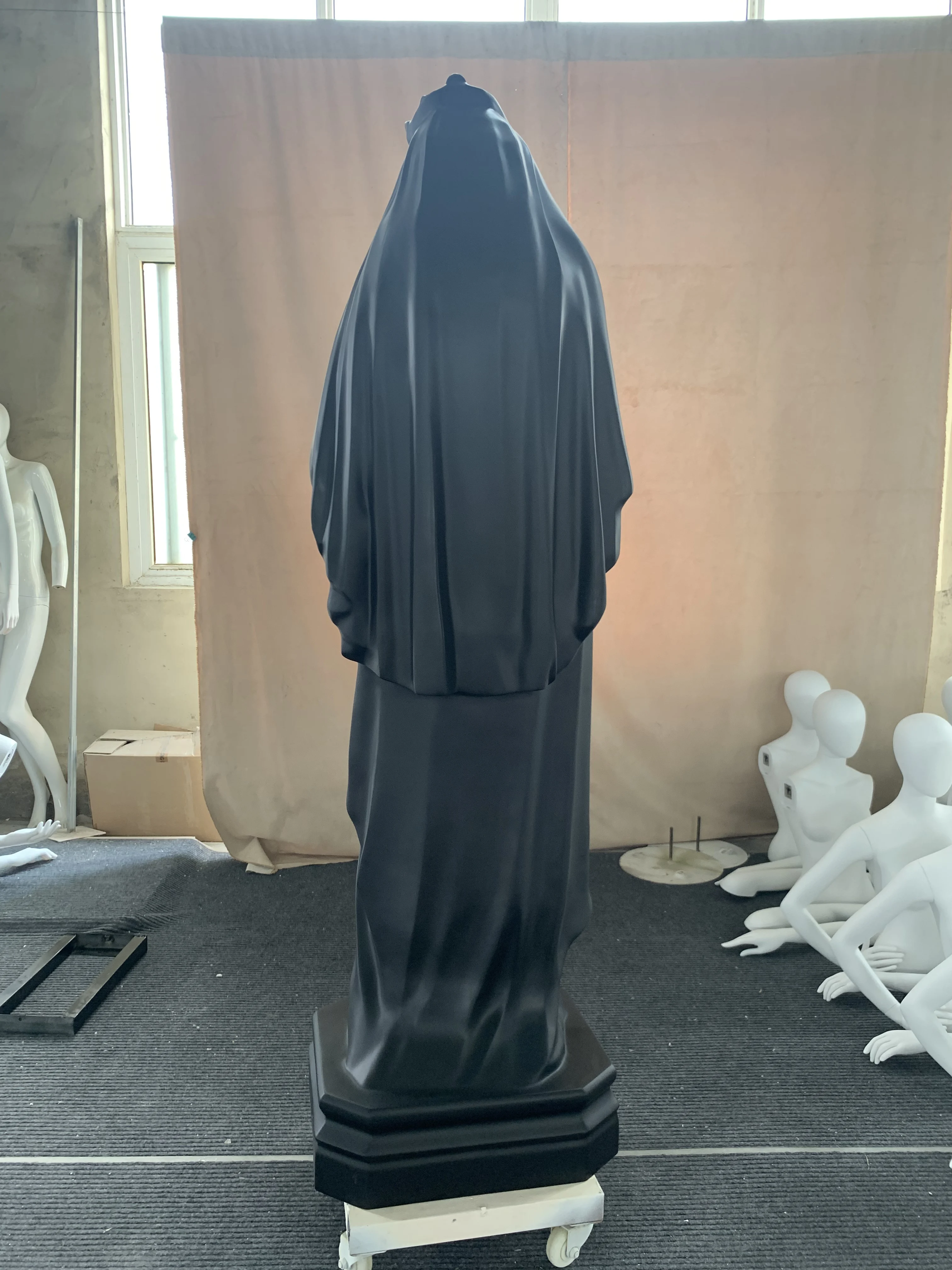Large Outdoor Black Virgin Mary Statue  Maria Fiberglass Religious Sculpture