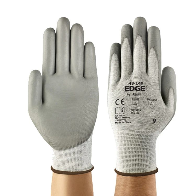 Оптовая продажа рабочих перчаток Ansell 48-140 Handschuhe микротоковые Легкие Промышленные перчатки с покрытием из полиуретана защитные