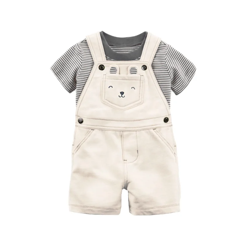 Hot Sale Baby Top+Overalls Clothing Set Unisex Custom Casual Baby Clothes With Cartoon Pattern ODM & OEM Service