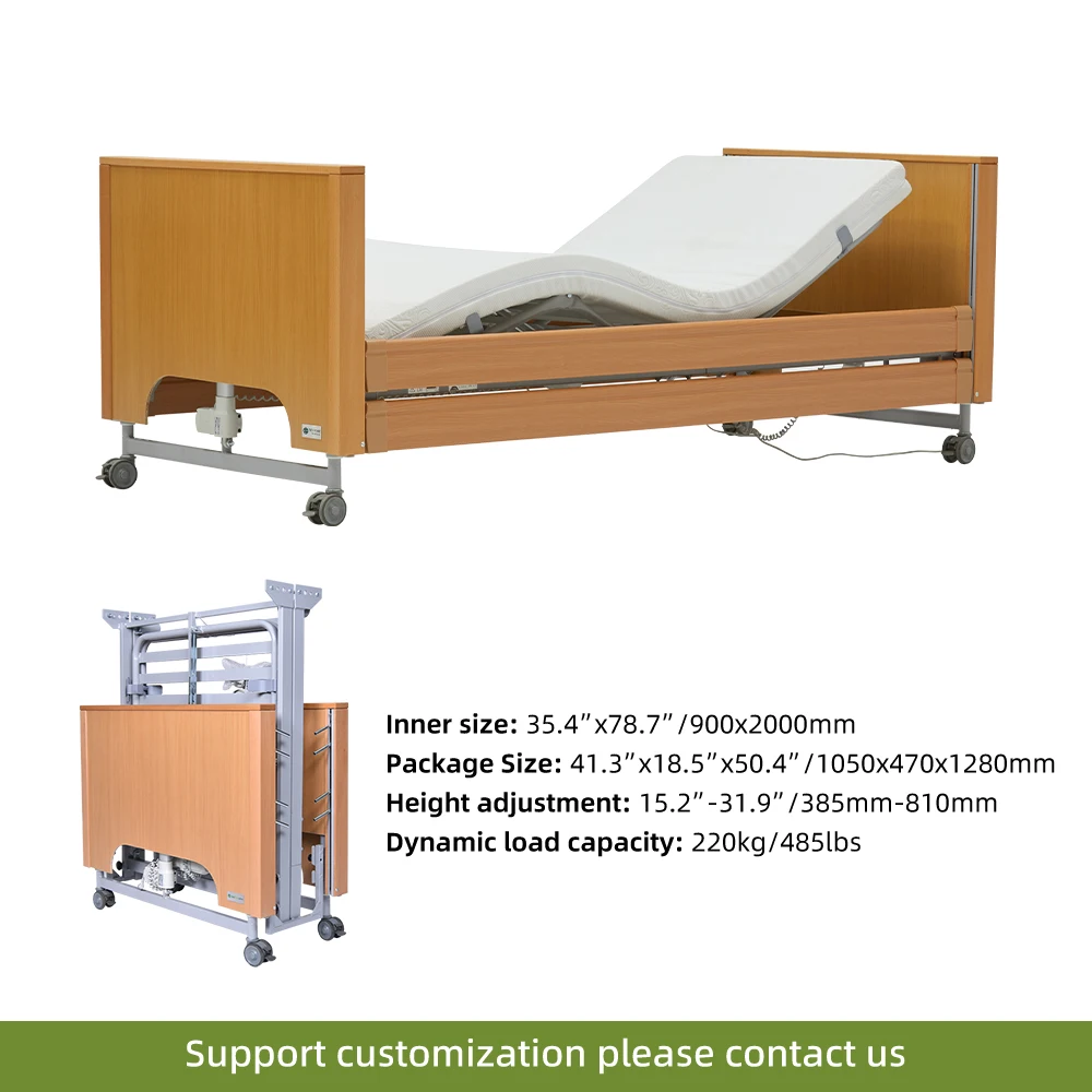 Tecforcare electric hospital bed with potty hole wooden medical bed accessories hill rom nursing bed for elderly care products