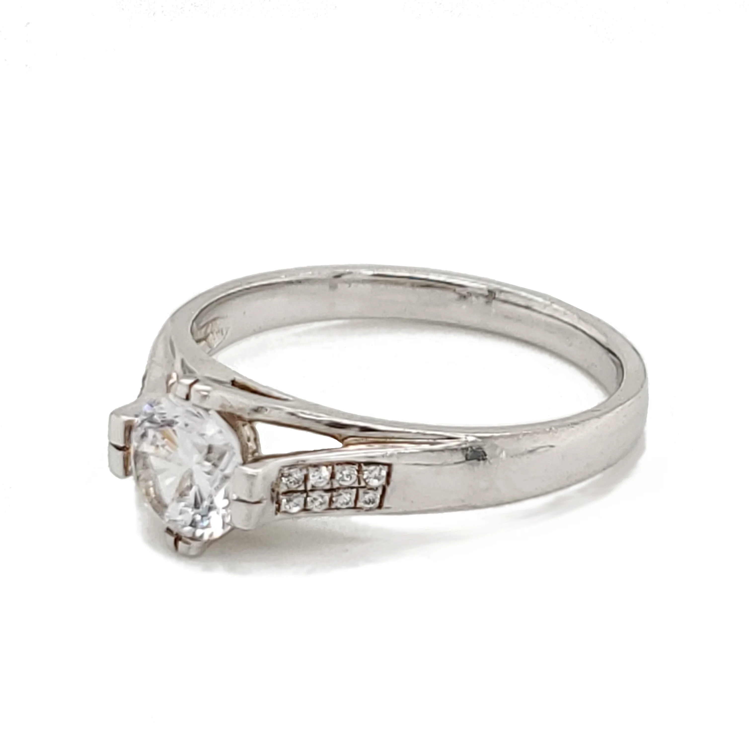 
Channel setting cz plus 18k white gold diamond ring 