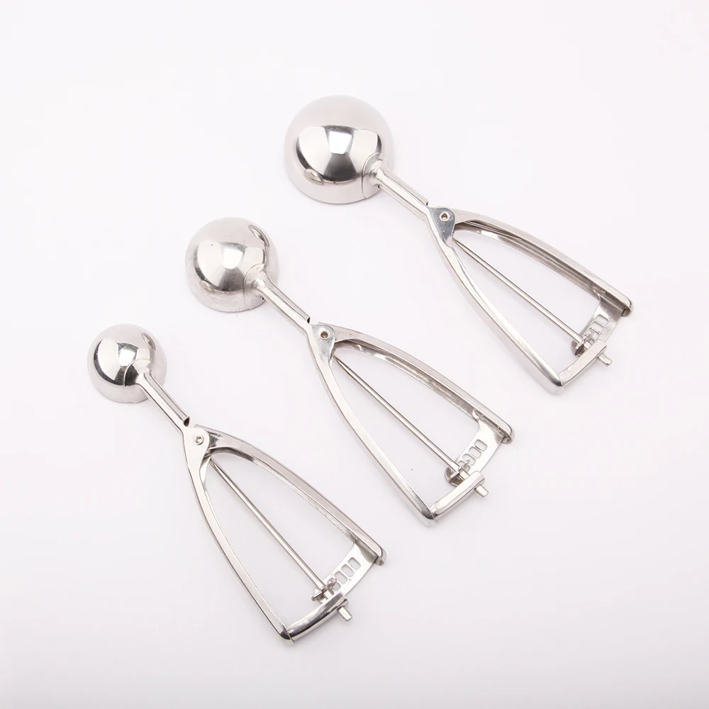 Food safe 18/8 Stainless Steel Dough Scooper 3Pcs Cookie Scoop Set Cupcake Scoop Melon Baller for ice cream Mash ball spoon