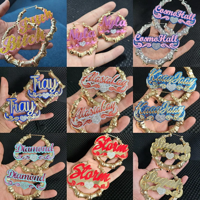 2021 new products launch custom-shaped acrylic unicorn earrings DIY bamboo earrings hip-hop fashion jewelry