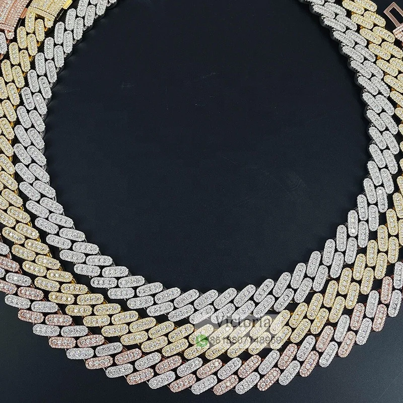 Стерлингового серебра 925 Белое золото Майами кубинской льдом лаборатории Diamond Муассанит кубинская