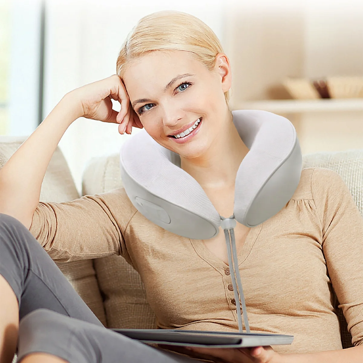 New Release Solid Cervical Memory Foam Travel U Shape Massage Pillow Neck and Back Massager Pillow Shiatsu Heat