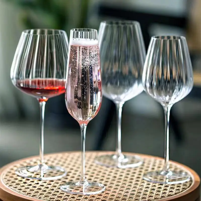Factory Wedding Striped Design Stemmed Events Wine Glasses Set/2023 Popular Thread Glassware