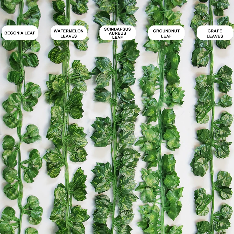 Strands Artificial Grape Vine Leaf Plants Vine Hanging Garland Fake Home Kitchen Garden Office Wedding Wall Decor