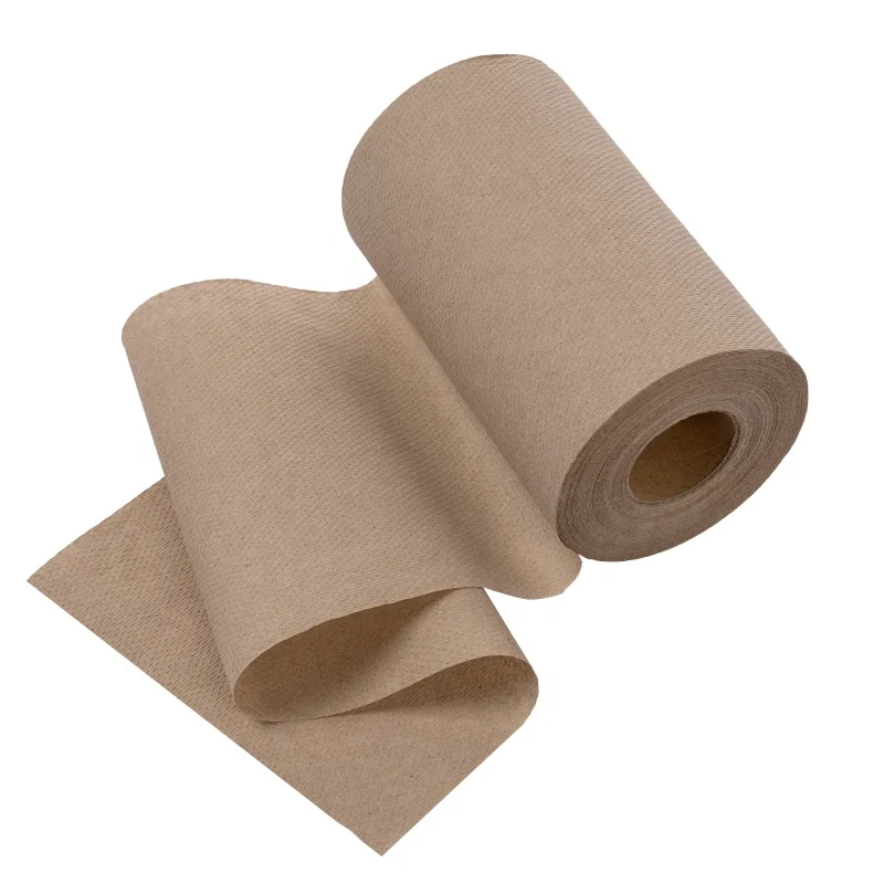 Disposable 1 ply customization Recycled Kraft 600ft washroom hand roll towel
