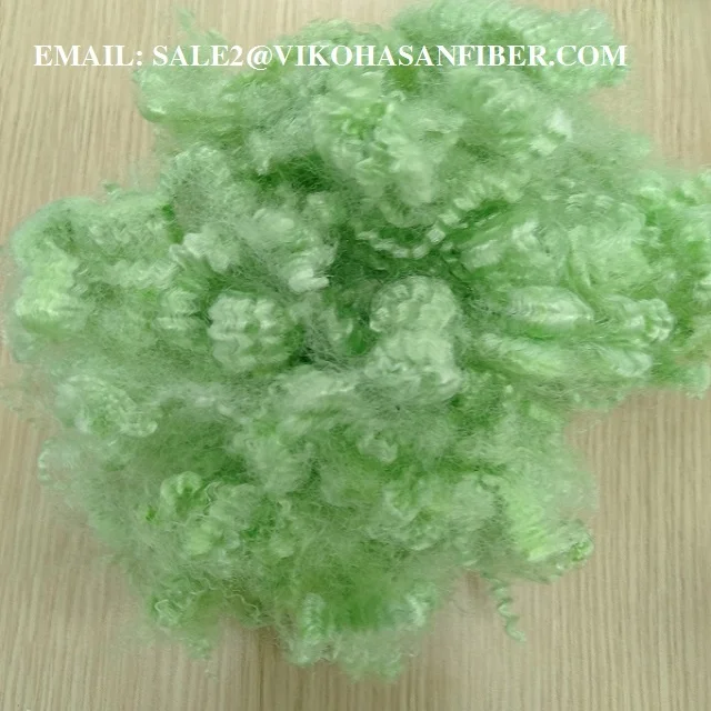 Polyester Staple Fibres 15D HS Green A grade Vikohasan Manufacturer and synthetic fiber and GRS recycled polyester fibre