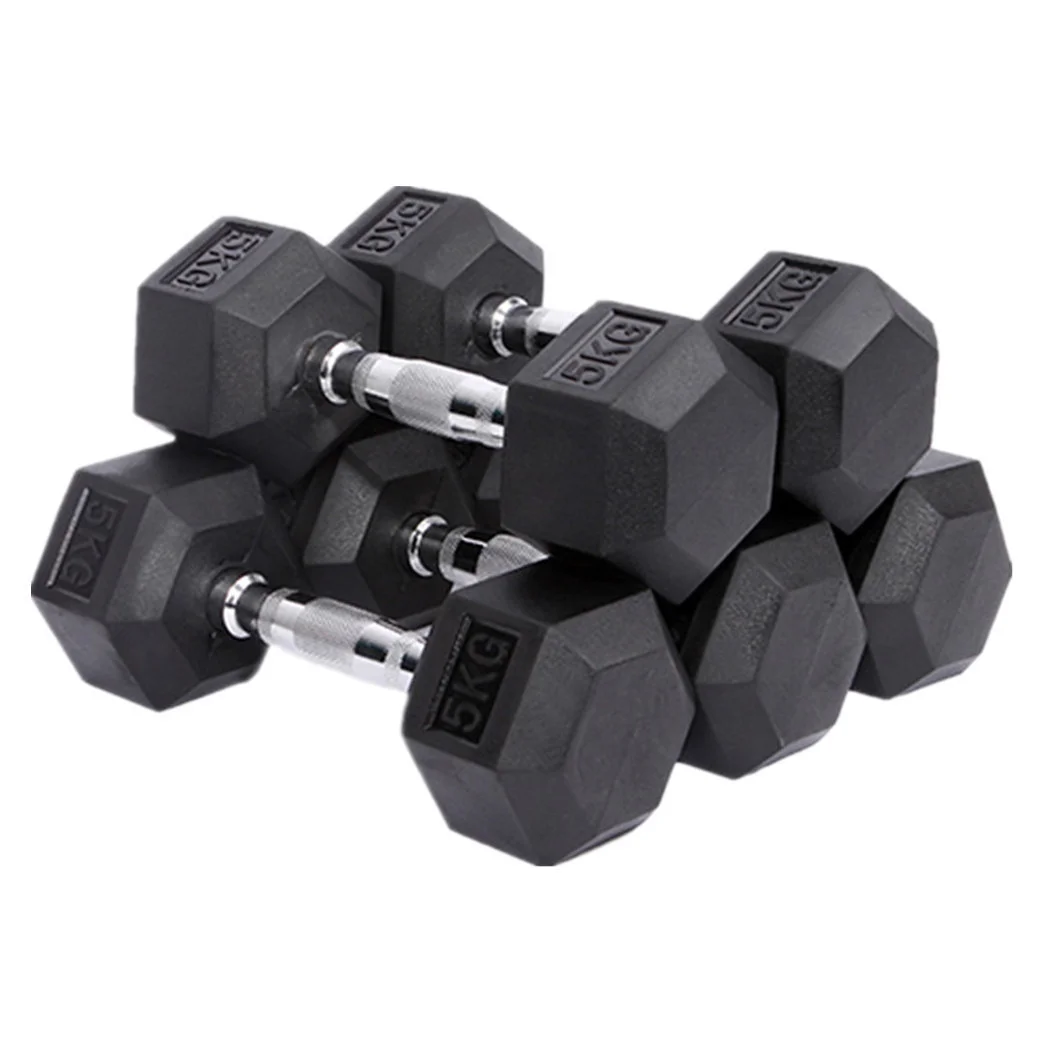 Hot Sale  Hex Rubber Coated Gym Tungsten Dumbbells 100lbs Hexagon Dumbbells in Lbs