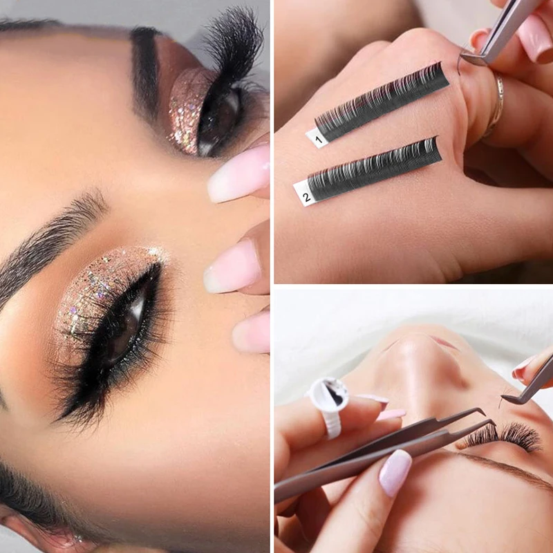 Private Label Luxury 8-15mm0.15 D Curl Faux Mink Lash Extensions Individual Natural Eyelash lash Extensions tray
