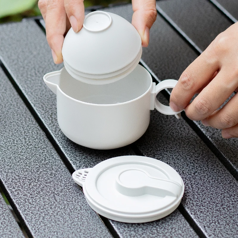 Cheap Gift Custom logo Giveaways Heat Resistant Camping Travel Portable Chinese Kung Fu Infuser 180 ml Tea Pot Set with 3 Cups