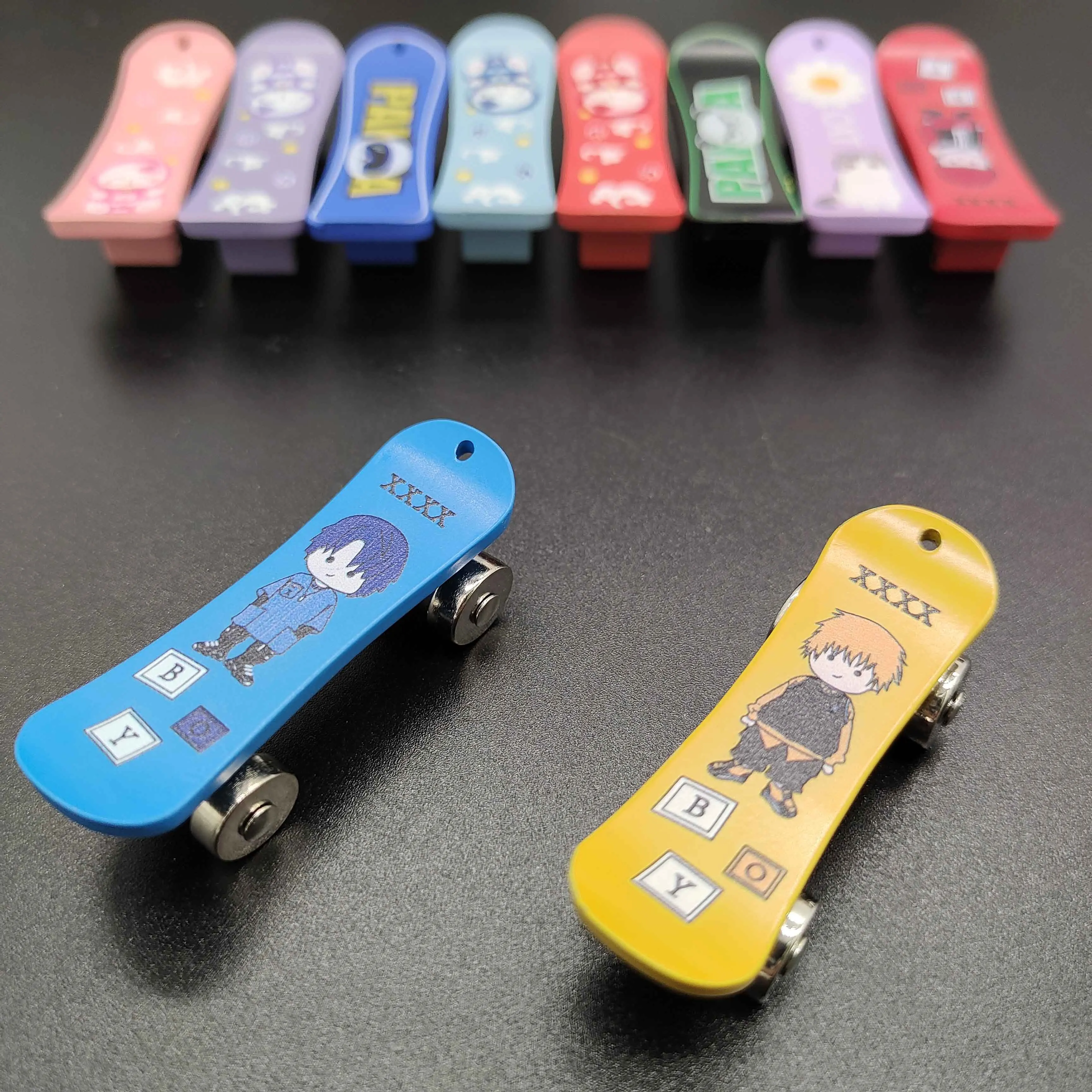 Custom Skateboard Key Ring Print Logo Color Optional New Design Skateboard Shape Metal Keychains