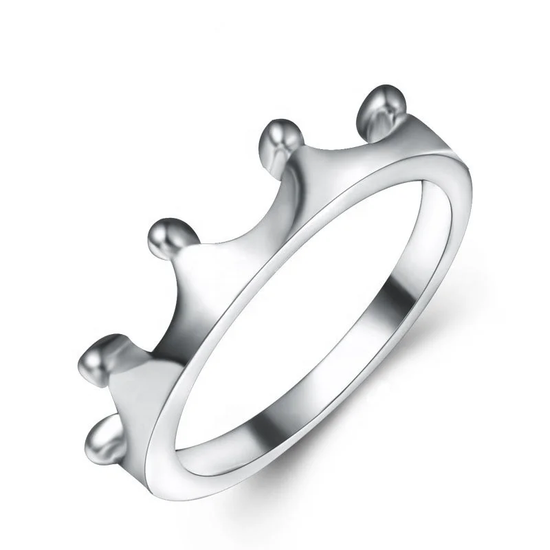 925 Sterling Silver Fashion Jewelry Simple Crown Plain Woman Ring 18k Gold