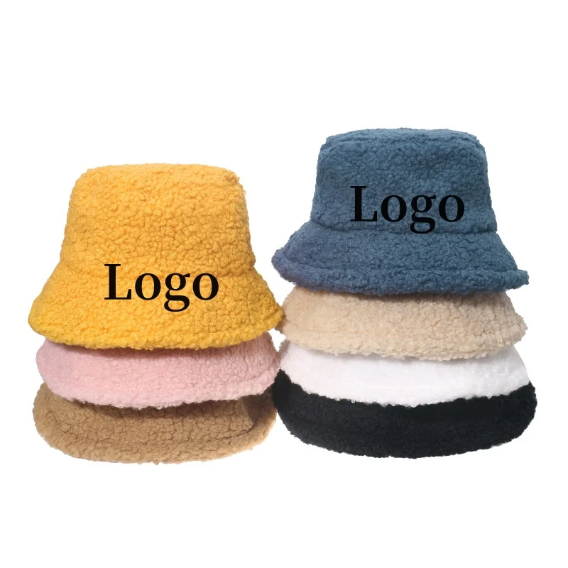 Personalized color unisex fishing caps design custom furry winter fur fuzzy Fisherman cap women mens bucket hat