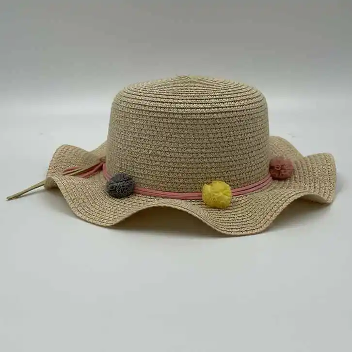 Wholesale Beach Sun Kids Wide Brim Summer  hat children panama paper straw fedora hats for kids