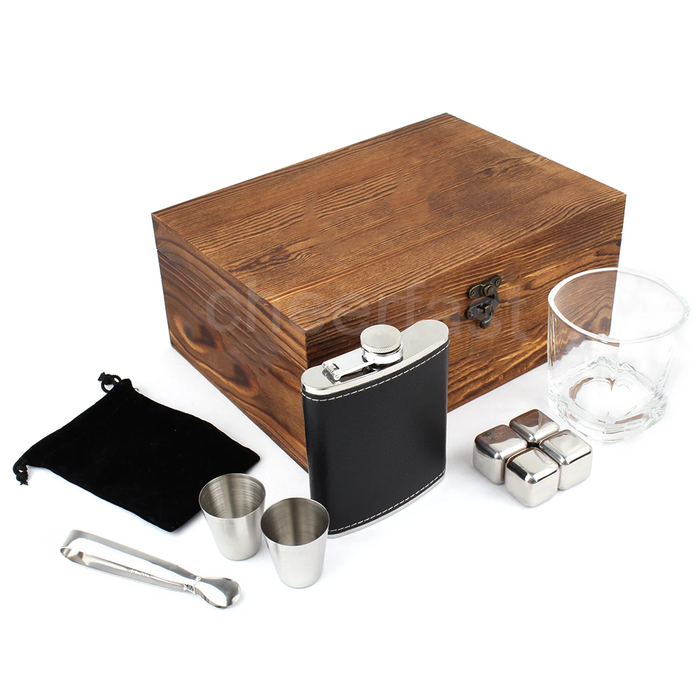 Good Quality  Ice Cube And Whiskey Glass Gift Box And Stainless Steel Whiskey Stones Set