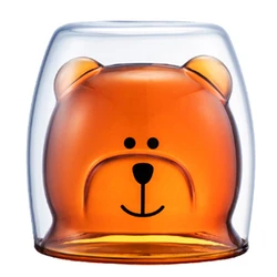 manufacturer directly provides original milk heat resistant anime double layer Wall pet Bear Cute water glass cup