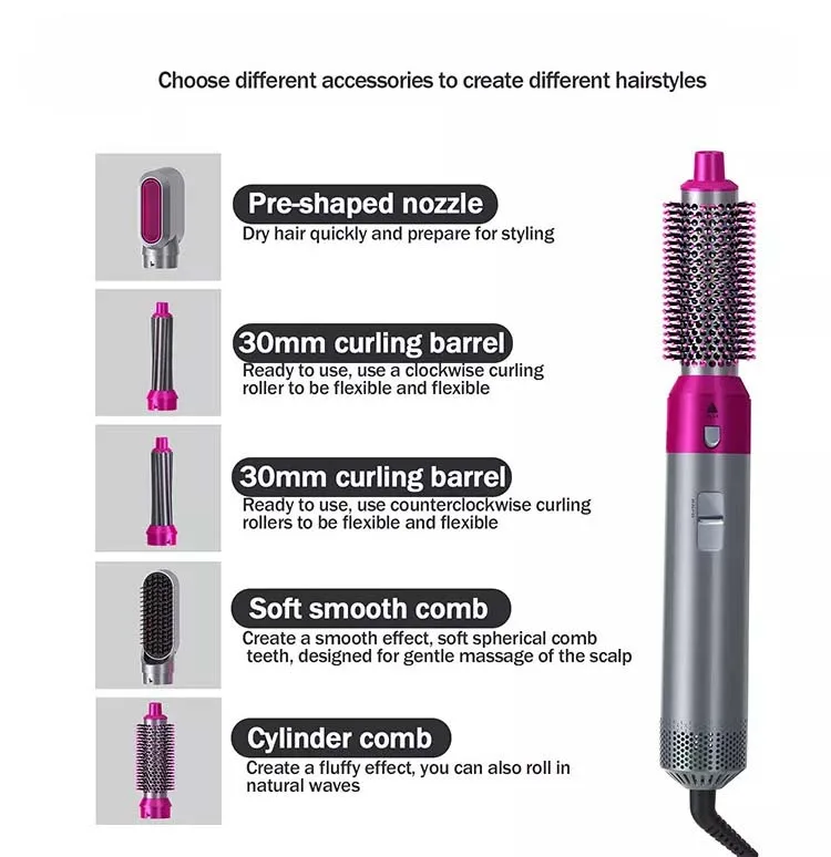 Factory Price 5 in1 Blowout Hair Dryer Brush Hot Air One Step Volumizer Hair Blow Dryer Brush Multi Styler