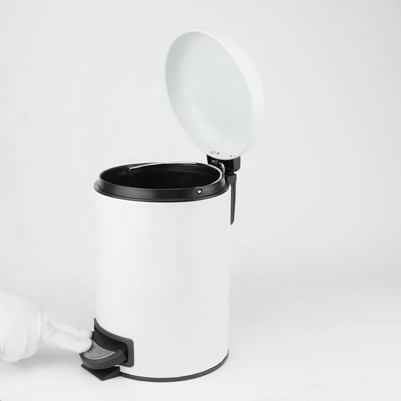 3L Powder Coated Stainless Steel Trash Can Soft Close Lid Airtight Office Household Kitchen Waste Bin under Desk Small Design