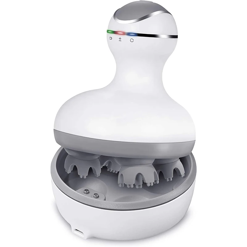 Handheld Portable Electric Head Massage Instrument Rotating Waterproof with 4 Heads Scalp Massager