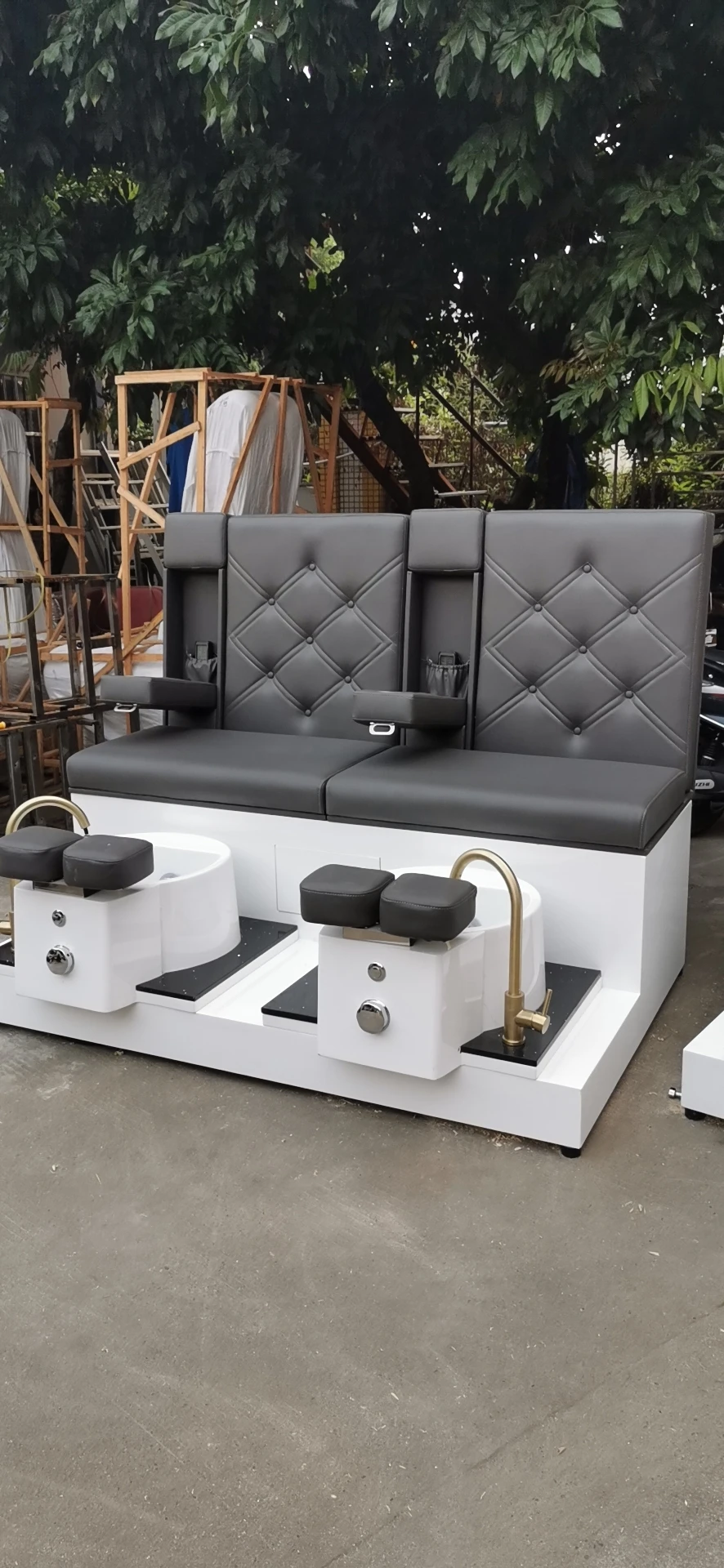 Solid wood two-seat pedicure chair 2022 New Foot Spa Salon Beauty Pedicure Bench No Plumbing Pedicure Chairs