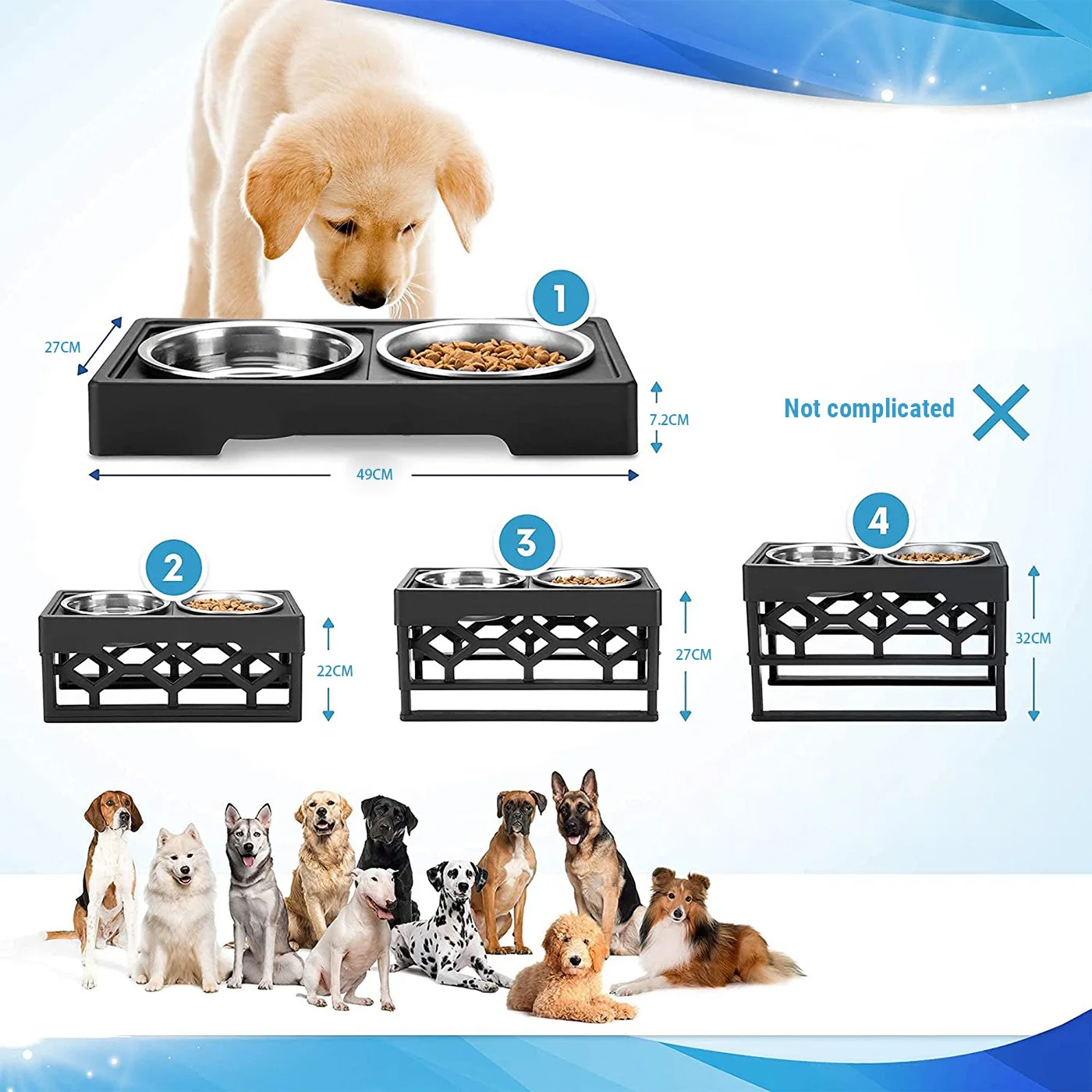 New Arrival  safe anti-slip stainless steel  detachable support  elevated dog bowls dog water  food bowl  dog feeder