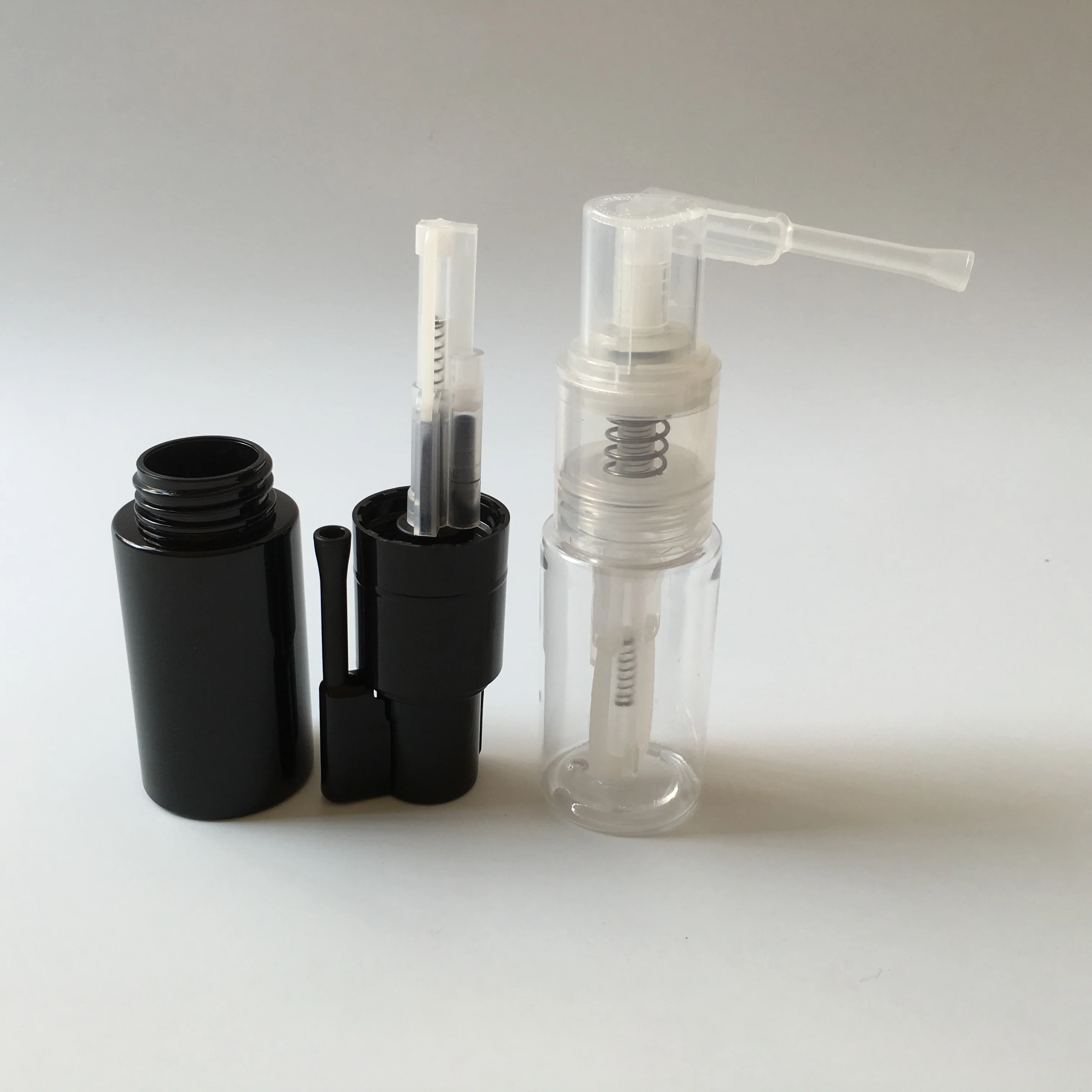 35ml Plastic PET round Empty Glitter Spray Powder Bottle with Pump Sealer for Food Hair Medicine Screen Printing Logo Option