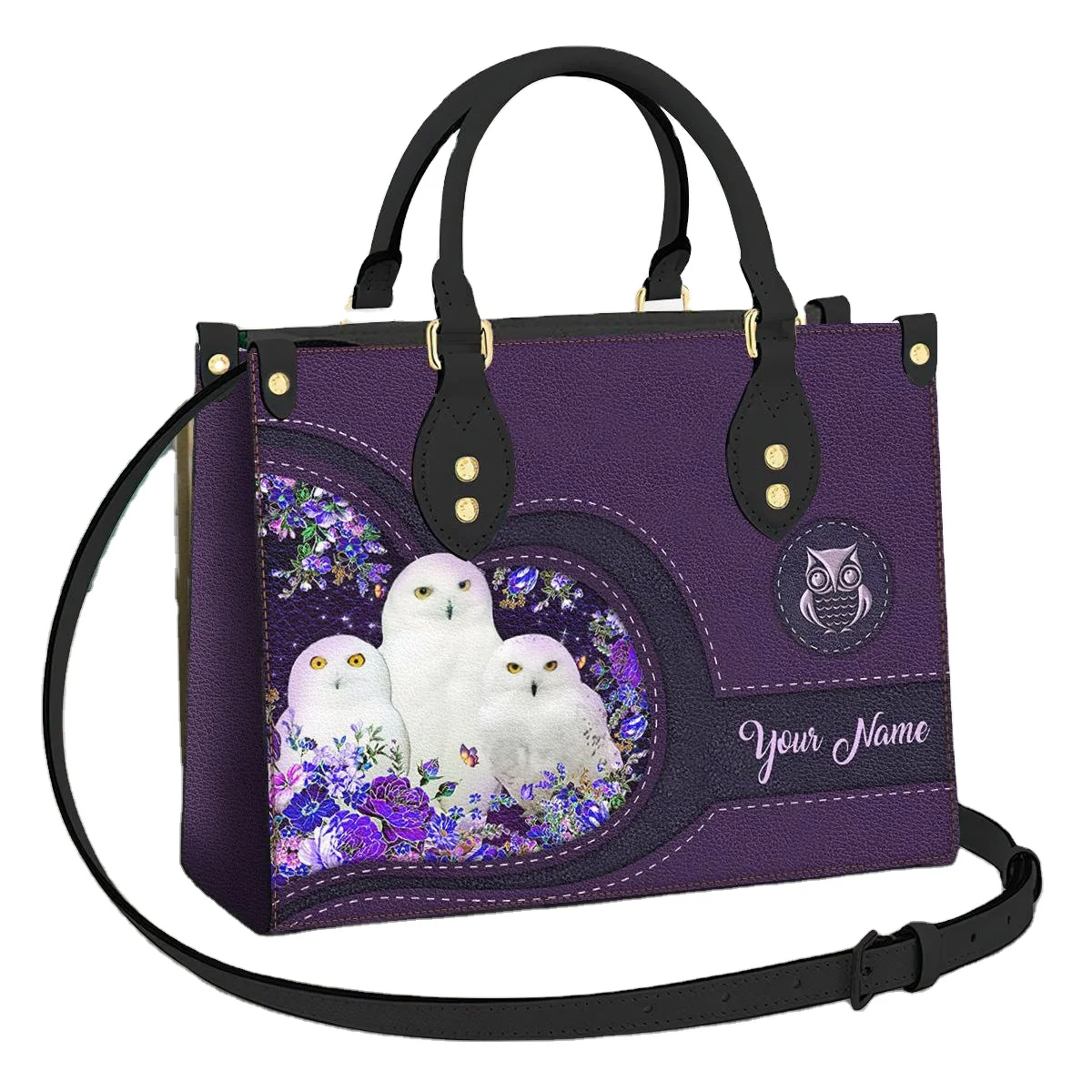 Magic White Owl Pattern Lady Handbag Print on Demand Dropshipping Leather Shoulder Bag Personality Elegant Tote Bag for Woman