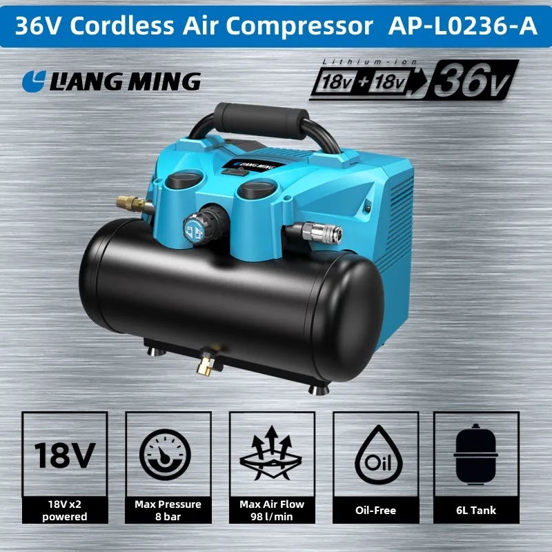 18V Lithium Battery Power Tools Rechargeable Cordless Air Compressor with Tank Electrical Compressor AP-L0236-A