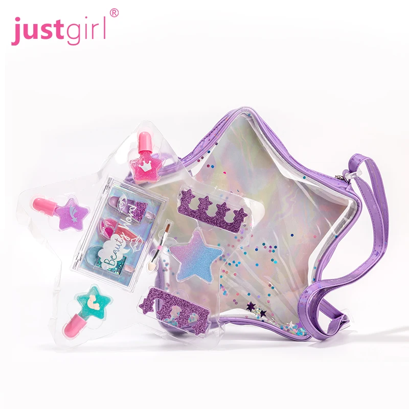 Wholesale Kid Girl Non Toxic Shimmer Children Love Beautiful Glitter Purple Star Bag Kids Nail Polish Set for Girls