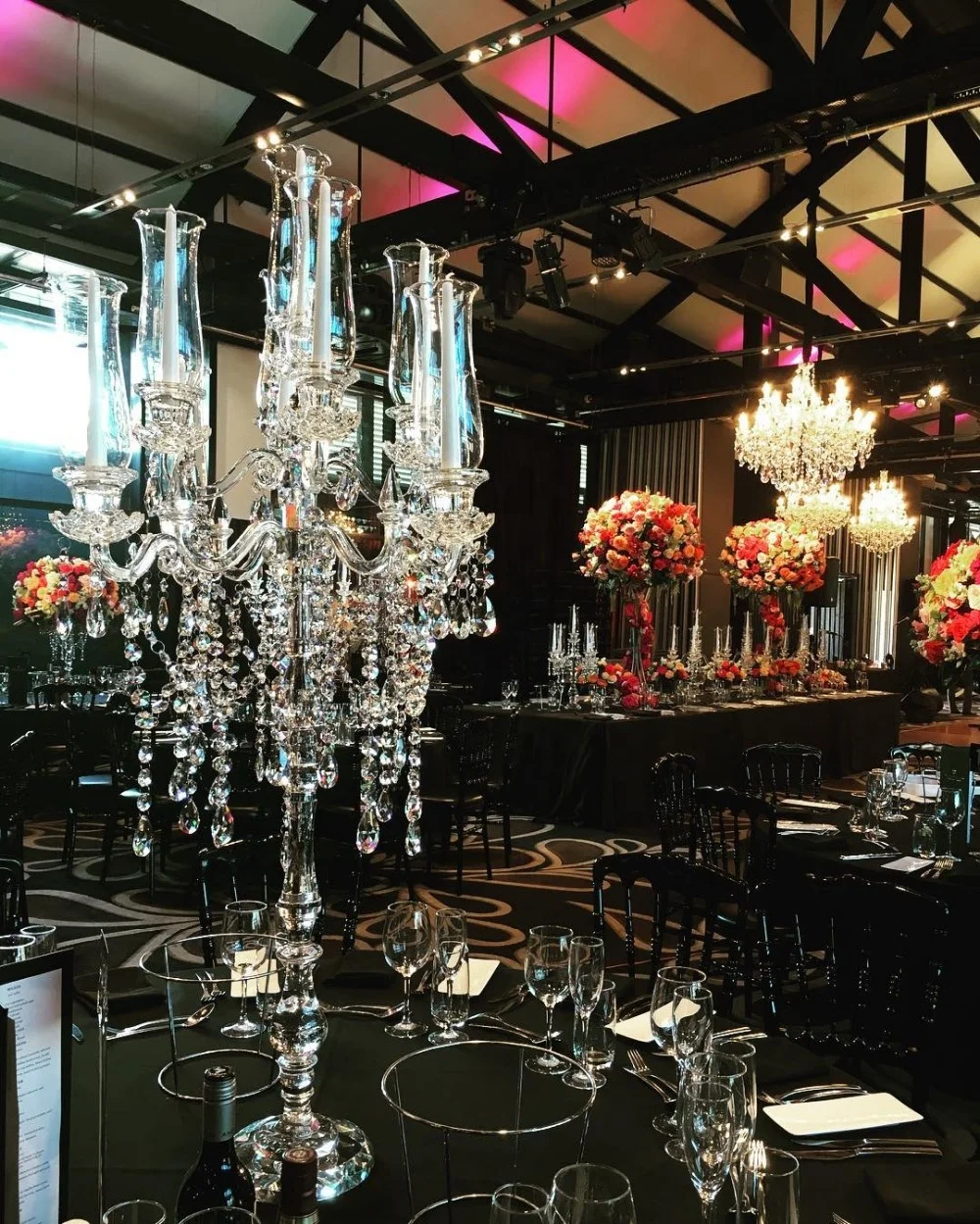 Glass Tube Hanging Tall Big Wedding Event Party Centerpieces Decoration 9 Arm Crystal Candelabra Candle Holder Candlestick