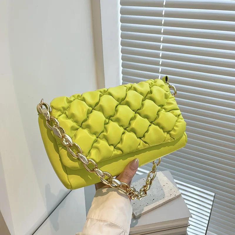 2022 New Arrival Woman Bags Brand Golden Chain PU Leather Shoulder Bags Ladies Trendy Fashion Handbags For Women Luxury