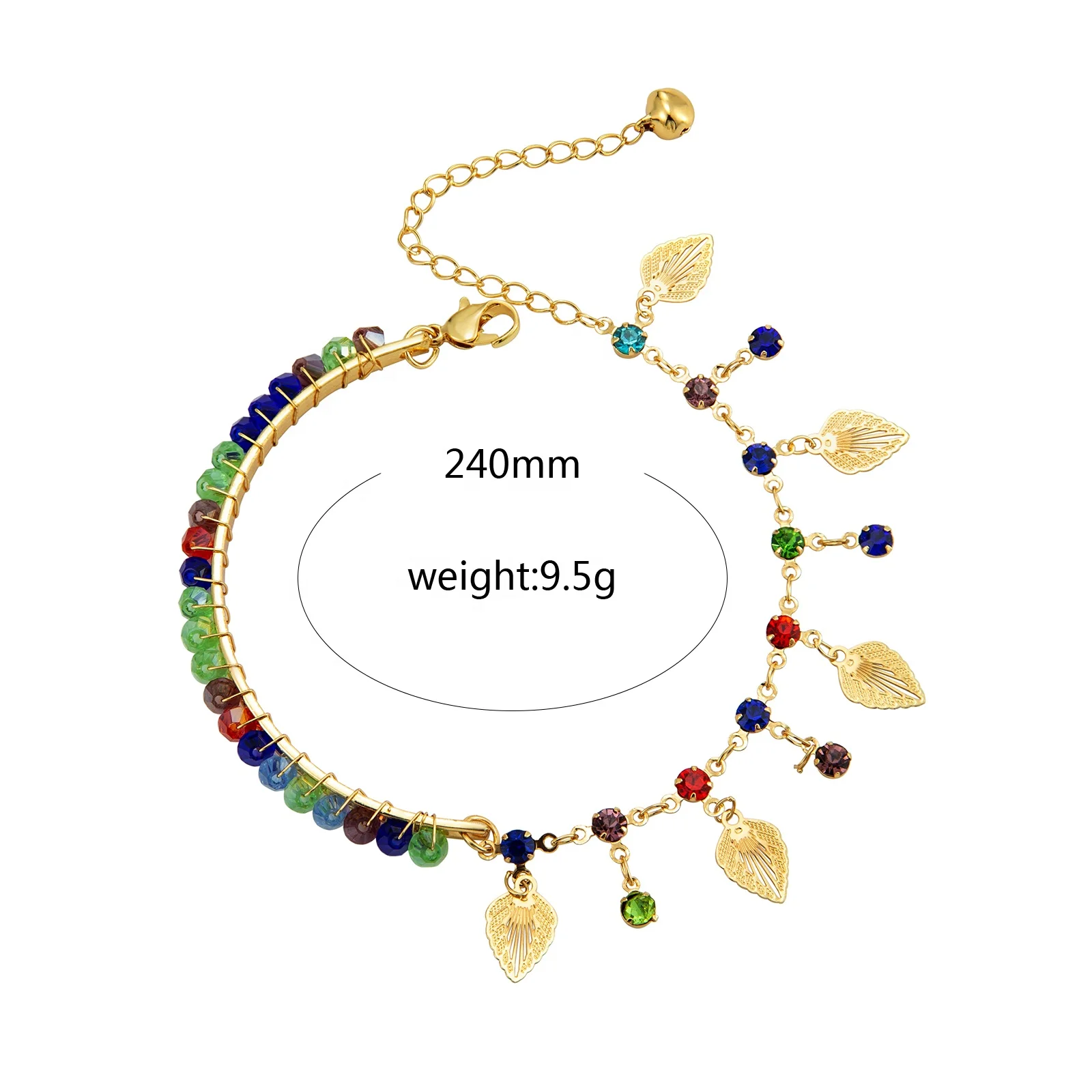 Elfic Beaded Bracelet of popular colorful jewelry cz heart bracelet gold footchain & link pulsera