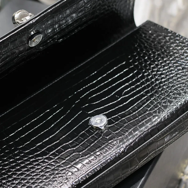 Zipper card bag genuine leather womens bags Temperament handbag Crocodile embossed cowhide women wallet mini bag handbags wallet