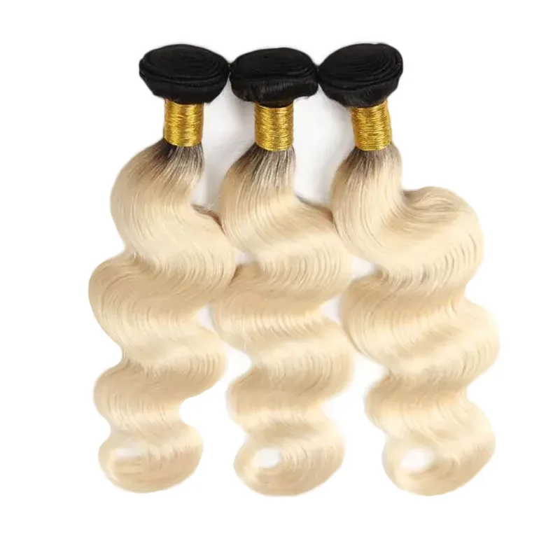 
High quality Brazilian body wave human body double weft gradient color blond hair braided hair extension 
