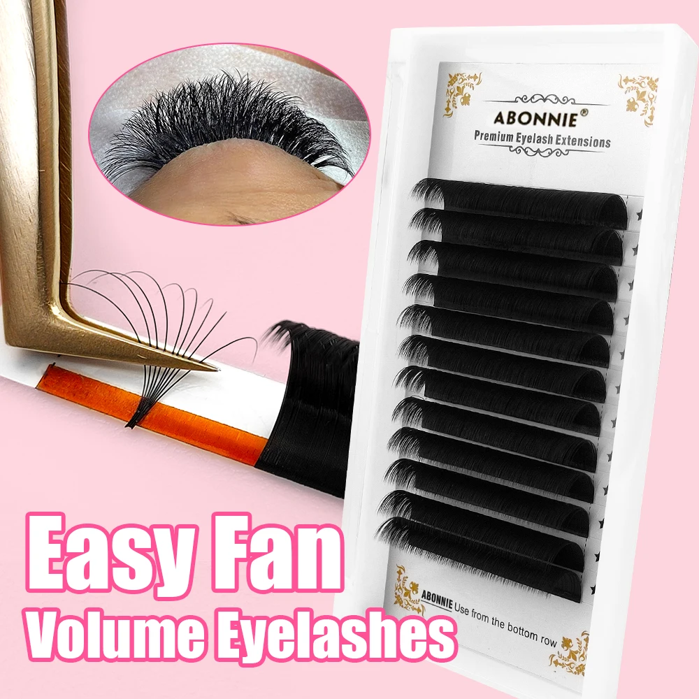 Abonnie J B C CC D DD L LC LD M Curl Easy Fan Eyelash Extention Cashmere Easy Fan Lashes With Logo
