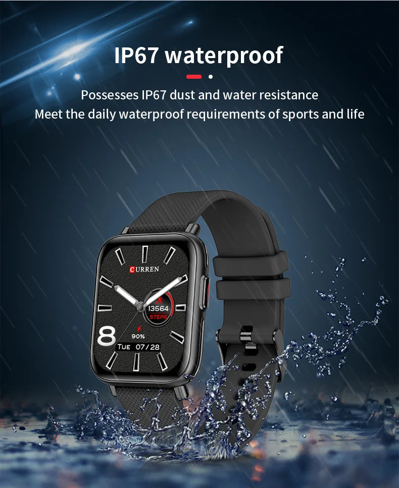 CURREN S1 Fashion Smartwatch Full Touch Screen BT Call Men Watches Sport Fitness Heart Rate Monitor wristwatch For Android IOS