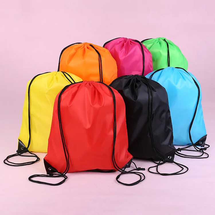 Customized Polyester Drawstring Bag Waterproof Oxford Cloth Drawstring Pocket Draw String Sports Swimming Travel School Bag